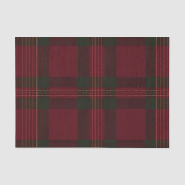 De Seda Papel Tecido Xadrez Burgundy e Verde (Frente )