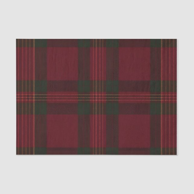 De Seda Papel Tecido Xadrez Burgundy e Verde (Frente )