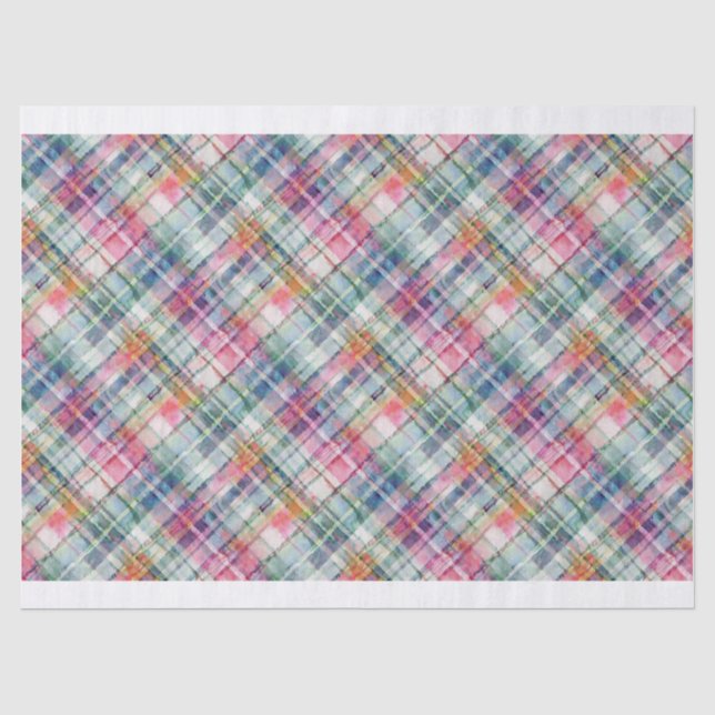 De Seda Papel Tecido Xadrez Diagonal Madras Elegante (Frente )