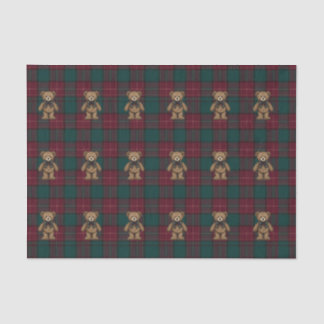 De Seda Papel Tecido Xadrez Teddy Burgundy e Verde
