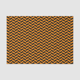 De Seda Papel tecidos Black and Orange Herringbone