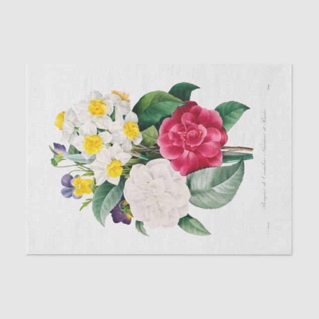 DE SEDA PAPEL TECIDOS: CAMELLIA NARCISSUS E PANSY (Frente )