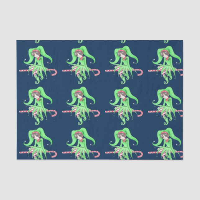 De Seda Papel Tecidual Candy Cane Elf (Frente )