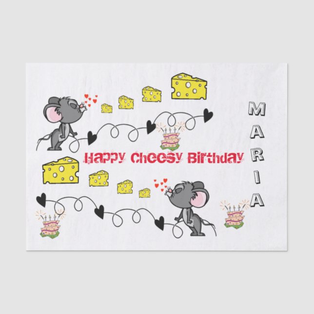 De Seda Papel Tecidual Cheesey Mousey Kisses Parabéns (Frente )