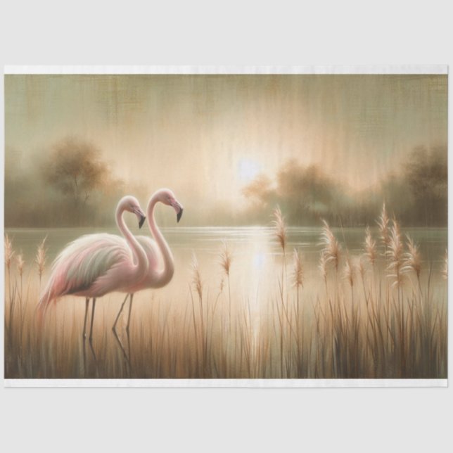 De Seda Papel tecidual Flamingo Decoupage (Frente )