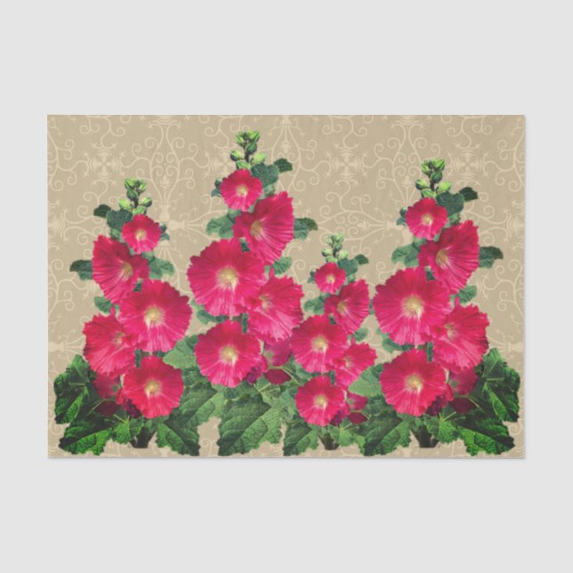 De Seda Papel Tecidual Hollyhocks (Frente )