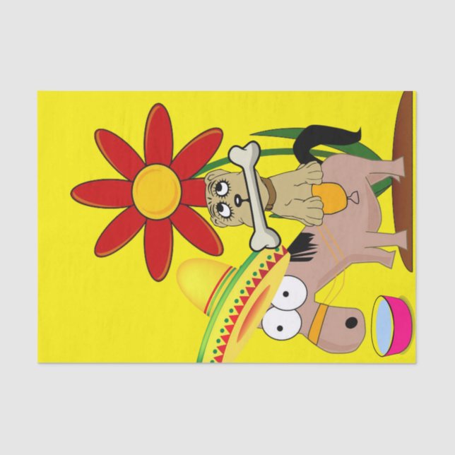 De Seda Papel Tecidual Mexicano Cachorro Burro Sombrero Am (Frente )