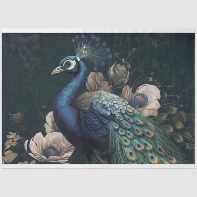 De Seda Papel Tecidual - Peacock Majestoso (Frente )