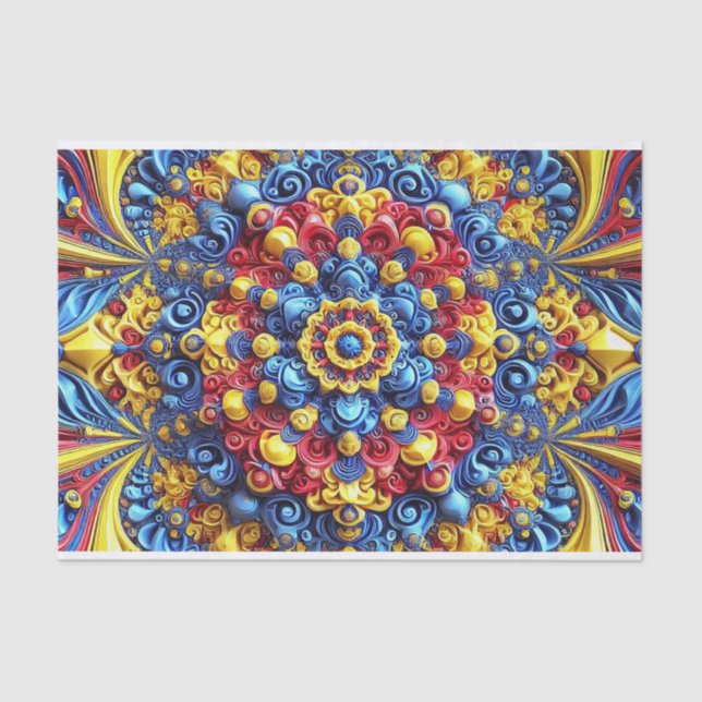 De Seda Papel tecidular com cores romenas desenho abstrato (Frente )