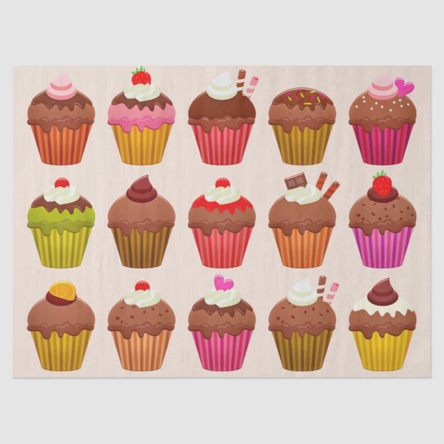 De Seda Papel tecidular cupcakes (Frente )