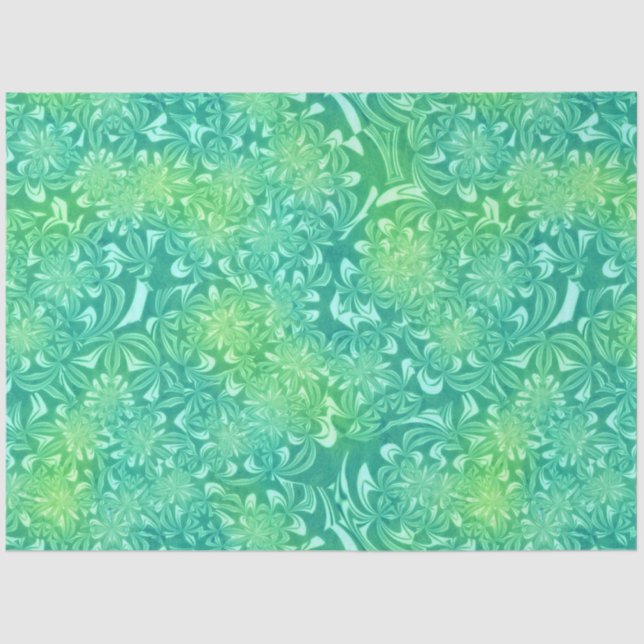 De Seda papel tecidular das flores batidas verdes (Frente )