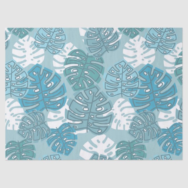 De Seda papel tecidular das folhas azuis (Frente )