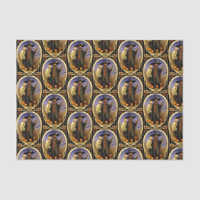 De Seda Papel tecidular espantalho do Halloween (Frente )