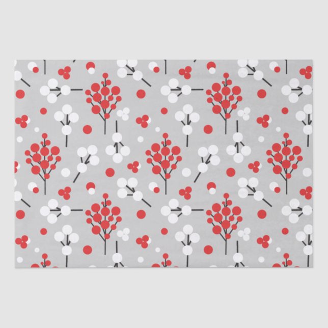 De Seda Papel tecidular Modern Winter Berries (Frente )