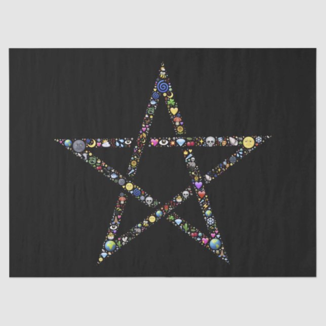 De Seda papel tecidular pentagrama wicca (Frente )