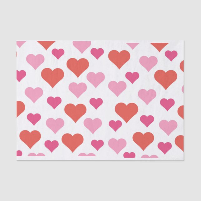De Seda Papel tecidular Red and Pink Hearts (Frente )