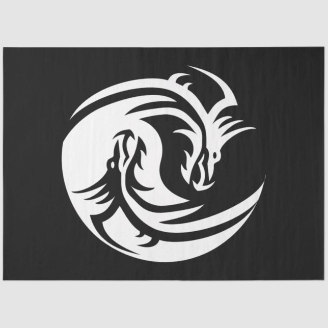 De Seda papel tecidular yin yang dragons (Frente )