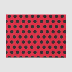 De Seda Papel Teclado Preto e Vermelho Bolinhas Médio