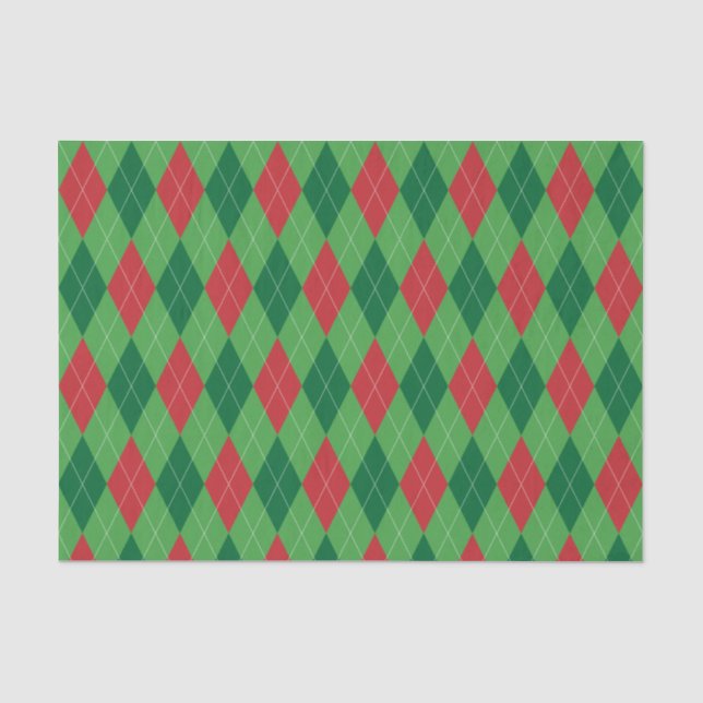 De Seda Papel Teclado vermelho e verde Argyle (Frente )