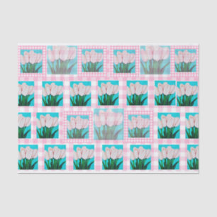 De Seda Papel Típico Rosa Gingham