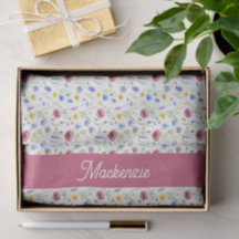Papel Tissue Aquarela Flor Silvestre Rosa Azul