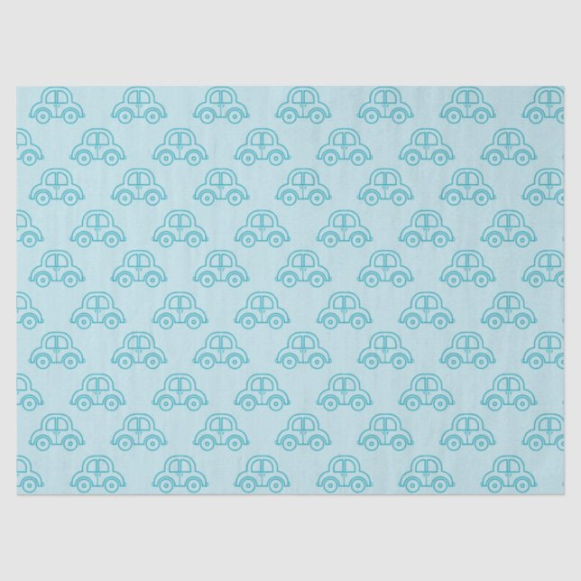 De Seda Papel Tissue Carros Azul Bebê (Frente )