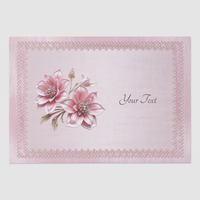 De Seda Papel Tissue com Flores Rosa Modernas (Frente )