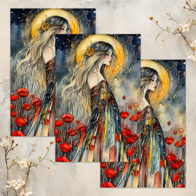 De Seda PAPEL TISSUE DECOUPAGEM primavera GODDESS (SPRING GODDESS DECOUPAGE TISSUE PAPER)