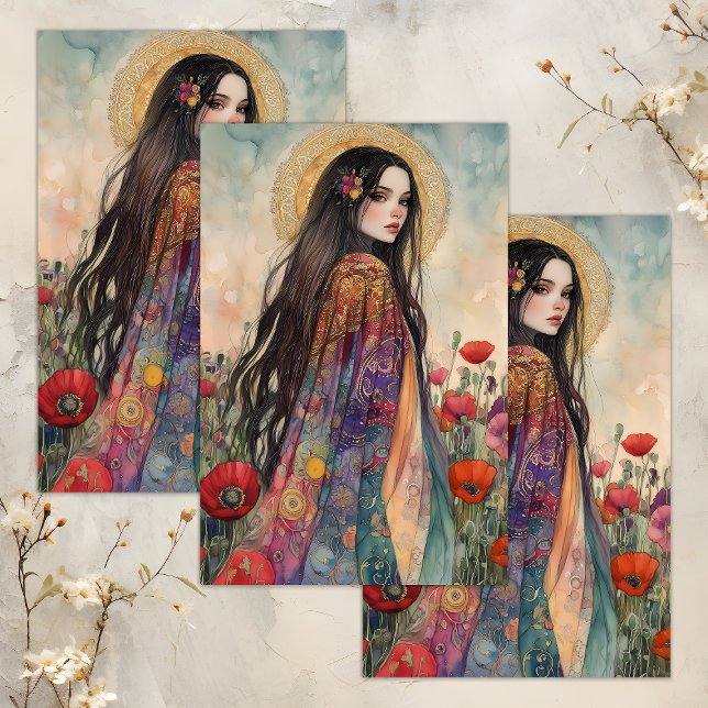 De Seda PAPEL TISSUE DECOUPAGEM primavera GODDESS (SPRING GODDESS DECOUPAGE TISSUE PAPER)