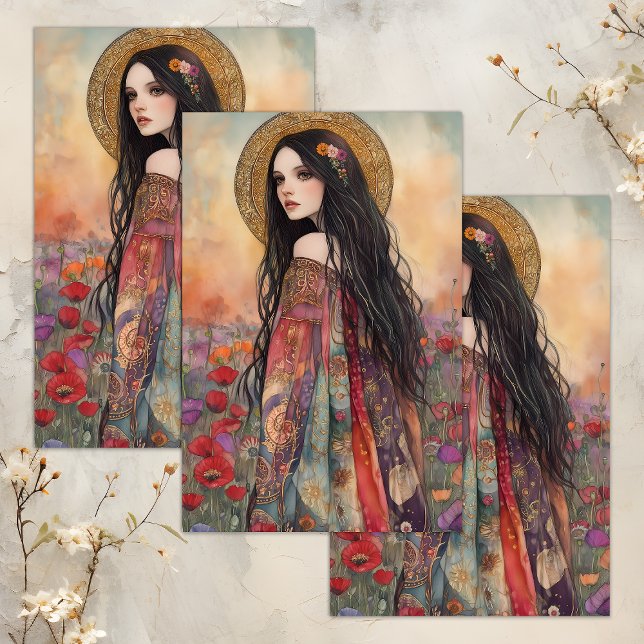 De Seda PAPEL TISSUE DECOUPAGEM primavera GODDESS (SPRING GODDESS DECOUPAGE TISSUE PAPER)