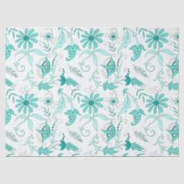 De Seda Papel Tissue Design Série Floral Turquesa 7