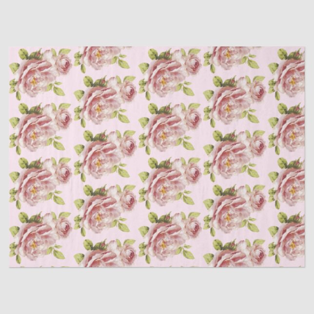 De Seda Papel Tissue Design Série Rosa Romântica 16 (Frente )