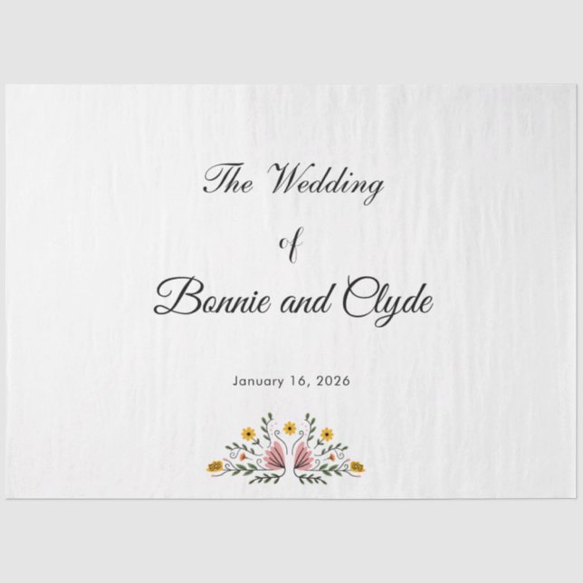 De Seda Papel Tissue Elegante para Casamento para Embrulha (Frente )