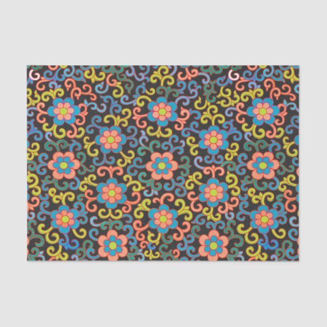 De Seda Papel tissue estampado com padrão botânico em tom  (Frente )