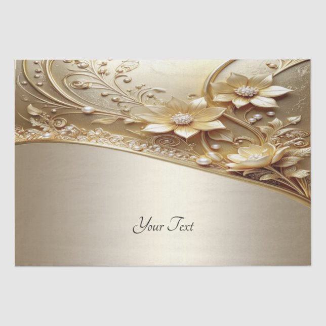 De Seda Papel Tissue Floral Dourado Ornate Moderno com Pér (Frente )