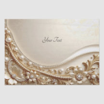 Papel Tissue Floral Ornamentado Dourado Elegante