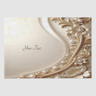 De Seda Papel Tissue Floral Ornamentado Dourado Elegante