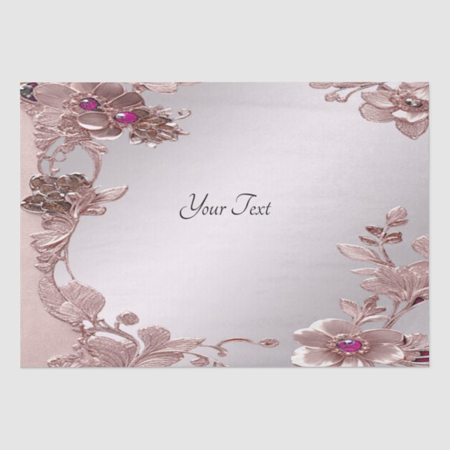 De Seda Papel Tissue Floral Ornamentado Rosa (Frente )