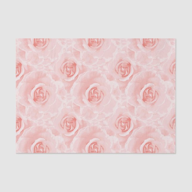 De Seda Papel Tissue Floral Rosas Cor-de-Rosa Pálido Aquar (Frente )