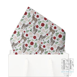 De Seda Papel Tissue Floral Vermelho Burro Rústico