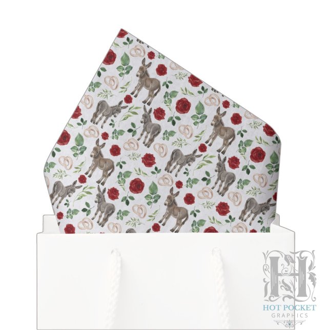 De Seda Papel Tissue Floral Vermelho Burro Rústico (Criador carregado)