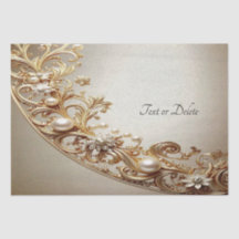Papel Tissue Florescimento Dourado Ornamentado