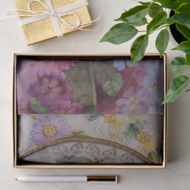 De Seda Papel Tissue Fotográfico com Estampa Floral (Presente)