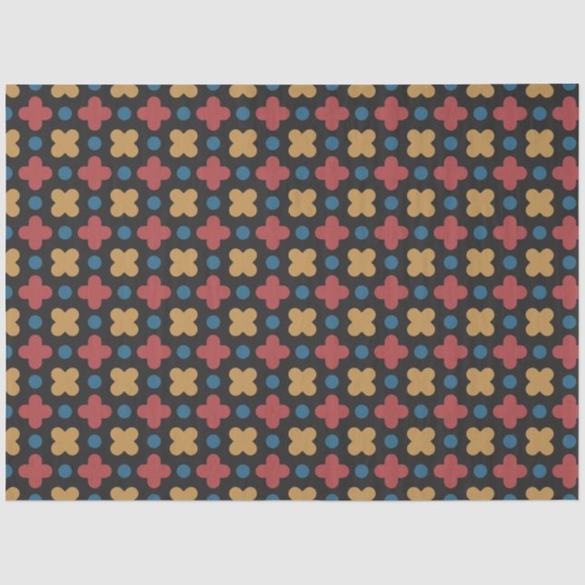 De Seda Papel Tissue Geométrico Vermelho Amarelo Clássico (Frente )