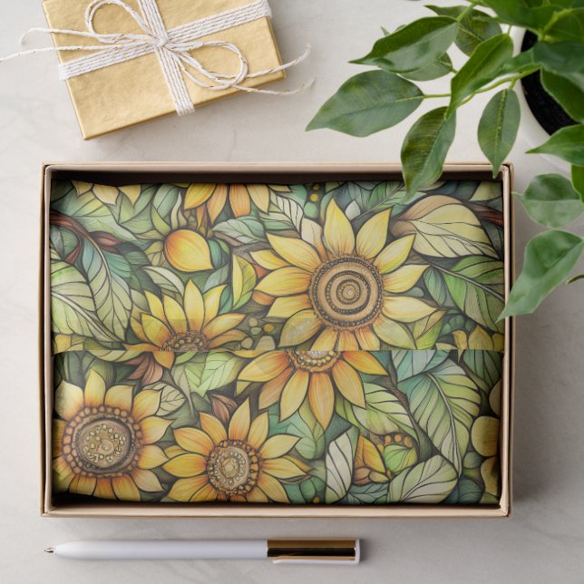 De Seda Papel Tissue Girassol Rústico – 4,5kg, 43x58cm (Presente)