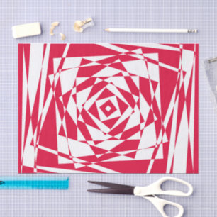 De Seda Papel Tissue Ilusão Abstrata Branco e Vermelho