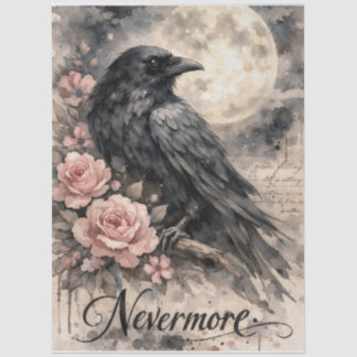 De Seda Papel Tissue Lua Corvo Preto Nevermore