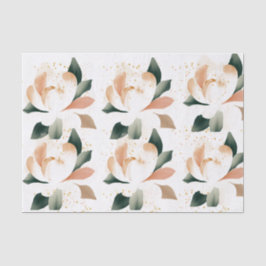De Seda Papel Tissue Manchado Peonias Dourado Pêssego