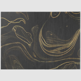 De Seda Papel Tissue Mármore Preto e Dourado Elegante