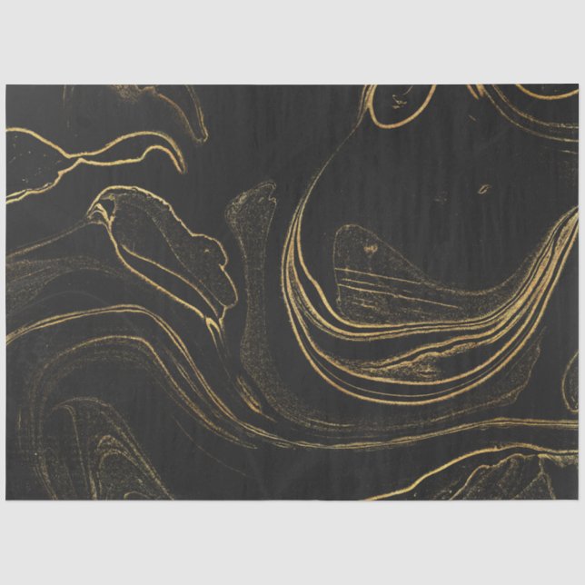 De Seda Papel Tissue Mármore Preto e Dourado Elegante (Frente )